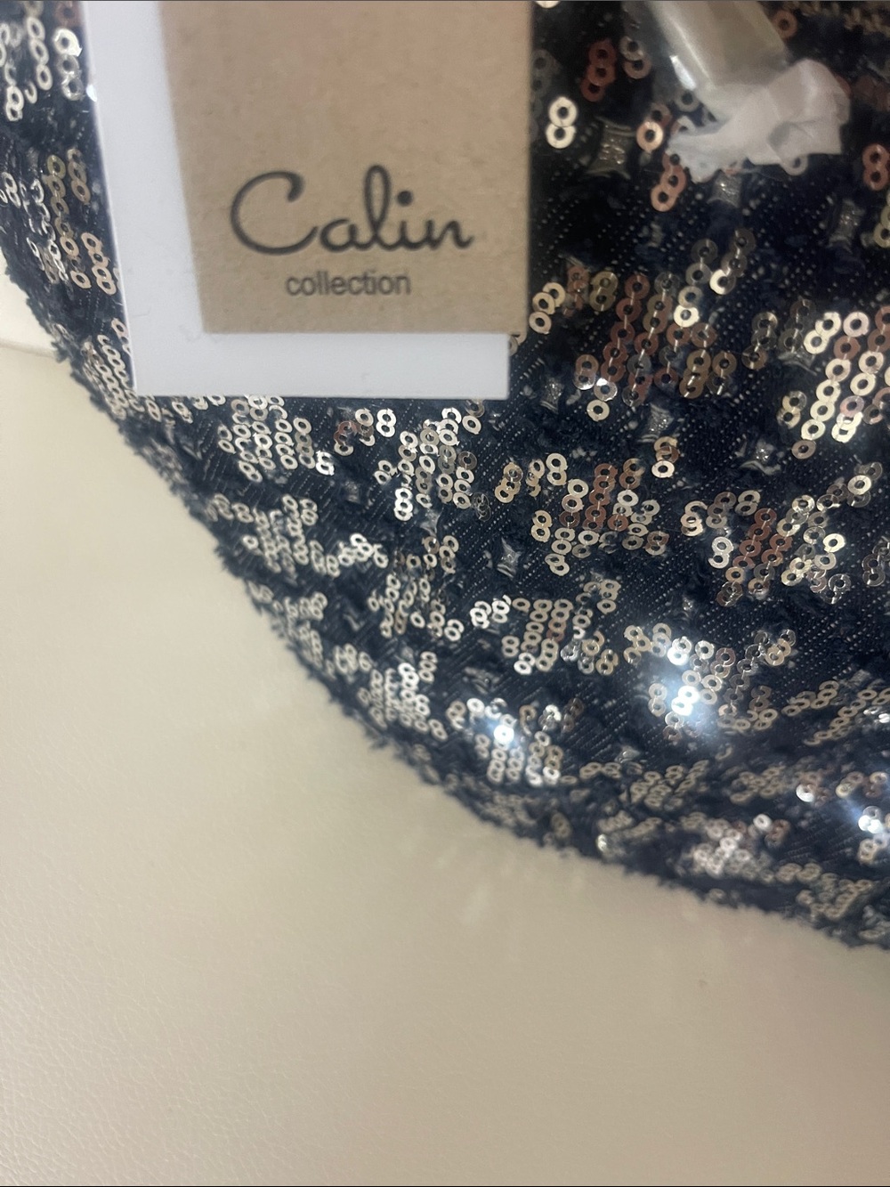 Sequin Shoulder Hobo Bag - Navy Sparkle - Picture 3 of 7